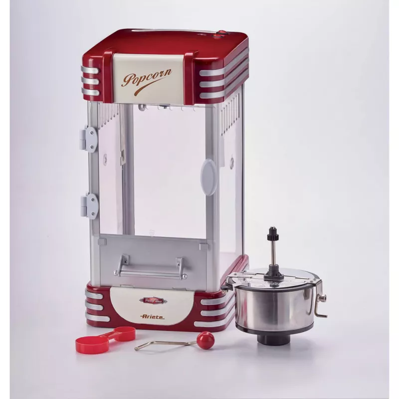 Ariete 2953 Máquina de pipocas XL, capacidade total 2,4 L, capacidade da taça 700 g, 310 W, vermelho/branco, 290 x 340 x 520 mm