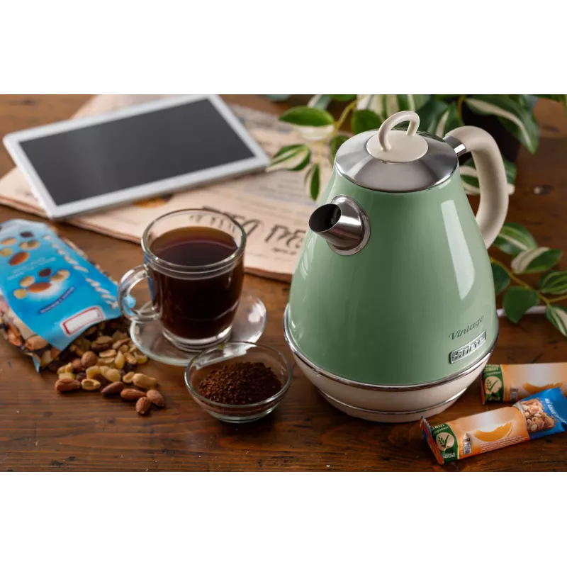 Ariete 2869 Chaleira Vintage, aço inoxidável, 1,7 l, desligamento automático, 2000 W, para água, chá e infusões de ervas, verde-pastel