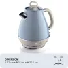 Ariete 2869 Chaleira Vintage, aço inoxidável, 1,7 L, desligamento automático, 2000 W, para água, chá e infusões de ervas, azul-pastel