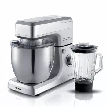 Ariete 1598 Gourmet Professional 7L Metal - Robot de cozinha planetário com liquidificadora - taça de aço inoxidável - 7 L - jarro de vidro - 1200 Watt - 6 velocidades
