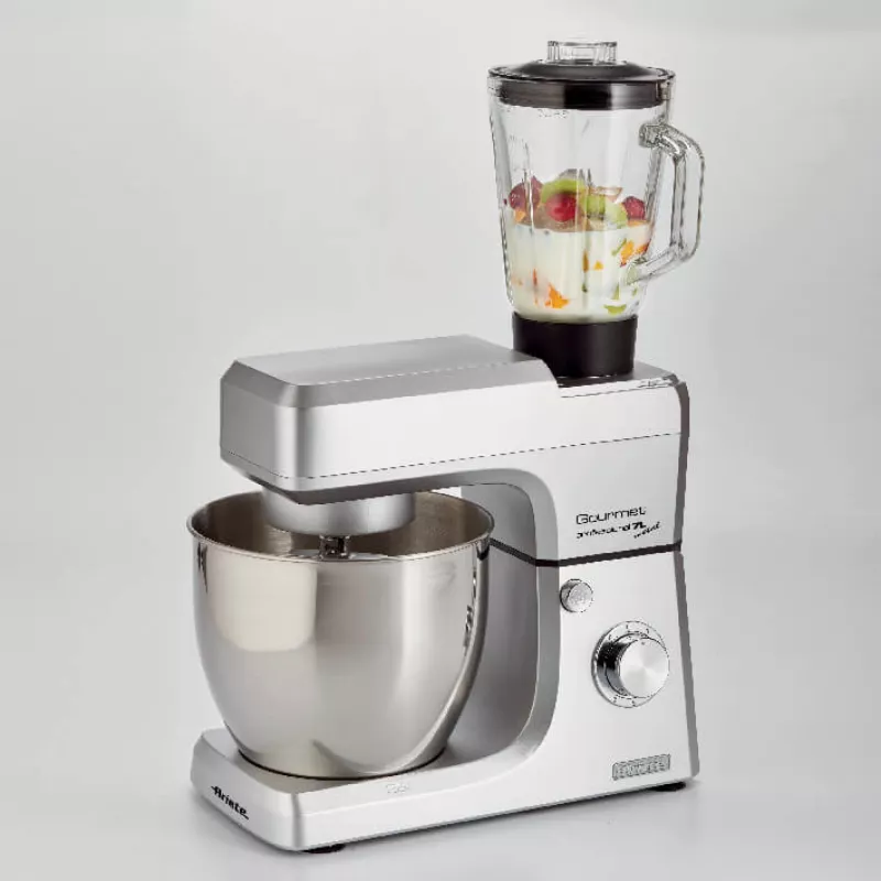 Ariete 1598 Gourmet Professional 7L Metal - Robot de cozinha planetário com liquidificadora - taça de aço inoxidável - 7 L - jarro de vidro - 1200 Watt - 6 velocidades