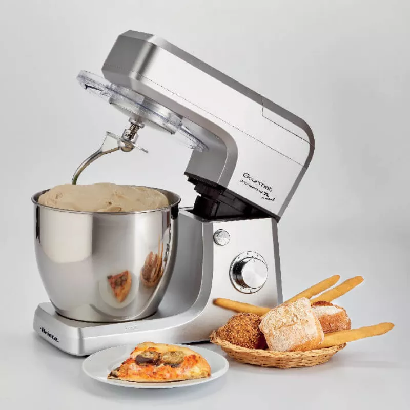 Ariete 1598 Gourmet Professional 7L Metal - Robot de cozinha planetário com liquidificadora - taça de aço inoxidável - 7 L - jarro de vidro - 1200 Watt - 6 velocidades