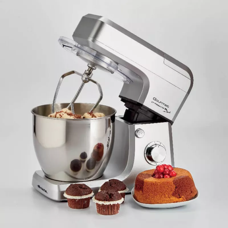 Ariete 1598 Gourmet Professional 7L Metal - Robot de cozinha planetário com liquidificadora - taça de aço inoxidável - 7 L - jarro de vidro - 1200 Watt - 6 velocidades
