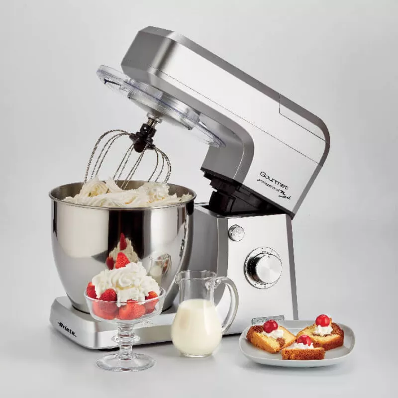 Ariete 1598 Gourmet Professional 7L Metal - Robot de cozinha planetário com liquidificadora - taça de aço inoxidável - 7 L - jarro de vidro - 1200 Watt - 6 velocidades