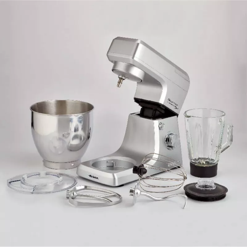 Ariete 1598 Gourmet Professional 7L Metal - Robot de cozinha planetário com liquidificadora - taça de aço inoxidável - 7 L - jarro de vidro - 1200 Watt - 6 velocidades