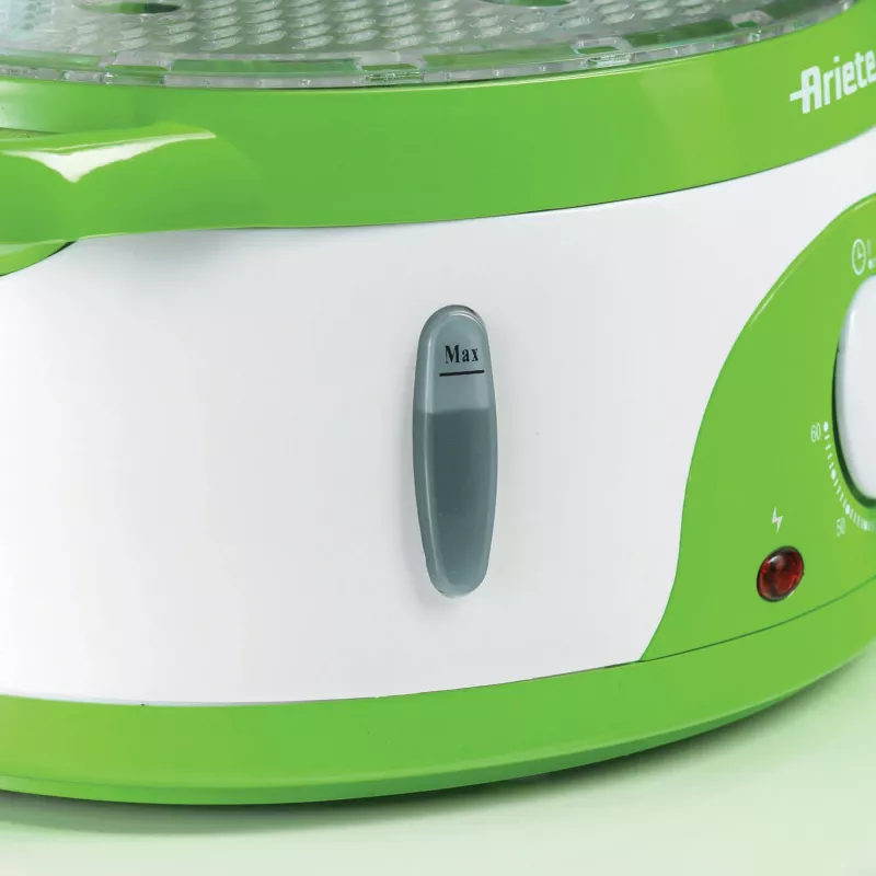 Ariete 911 Healthy Steam - Vaporizador elétrico - 3 cestos - recipiente para arroz - temporizador 60 min. - 800 Watt - 9 litros - branco e verde