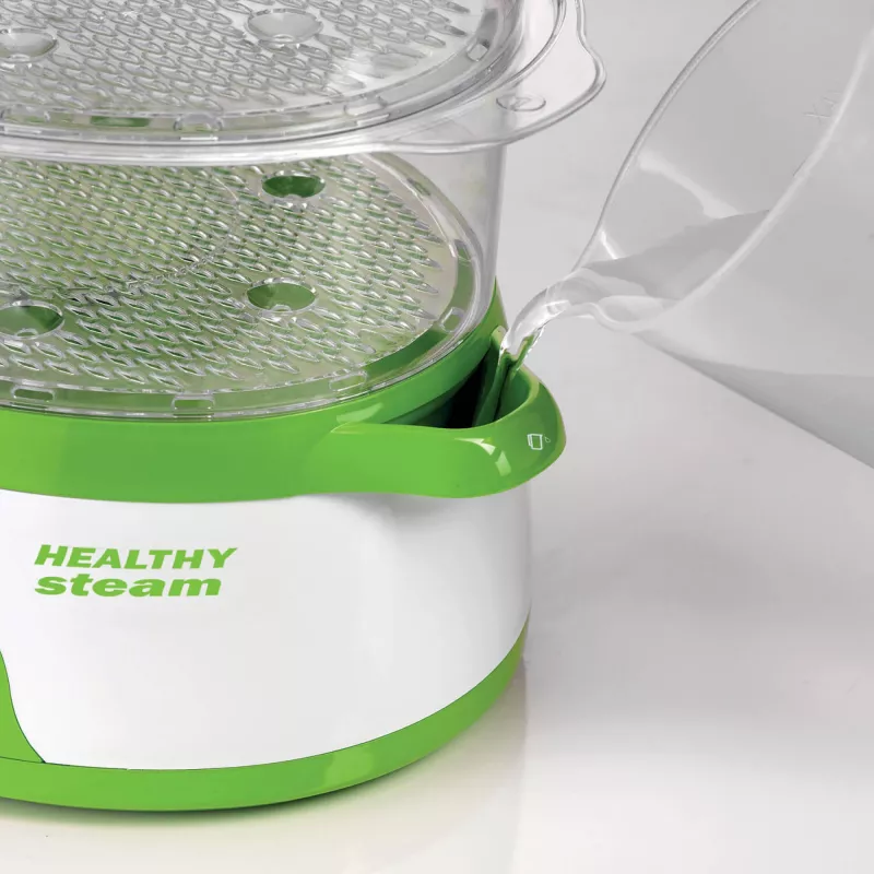Ariete 911 Healthy Steam - Vaporizador elétrico - 3 cestos - recipiente para arroz - temporizador 60 min. - 800 Watt - 9 litros - branco e verde