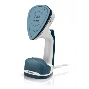 Ariete 6246 Duetto Ferro de engomar para roupa - Vaporizador vertical e ferro de engomar com base de cerâmica antiaderente - 1000 Watt - branco e azul
