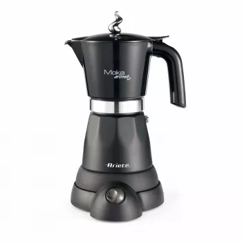 Ariete 1368 Moka Aroma, Cafeteira moka elétrica, 4/6 chávenas, 480 W, desligamento automático, mantém a temperatura a 30 graus, preto