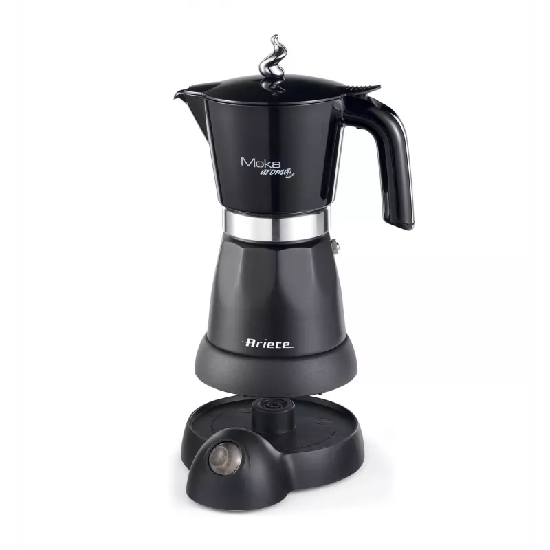 Ariete 1368 Moka Aroma, Cafeteira moka elétrica, 4/6 chávenas, 480 W, desligamento automático, mantém a temperatura a 30 graus, preto