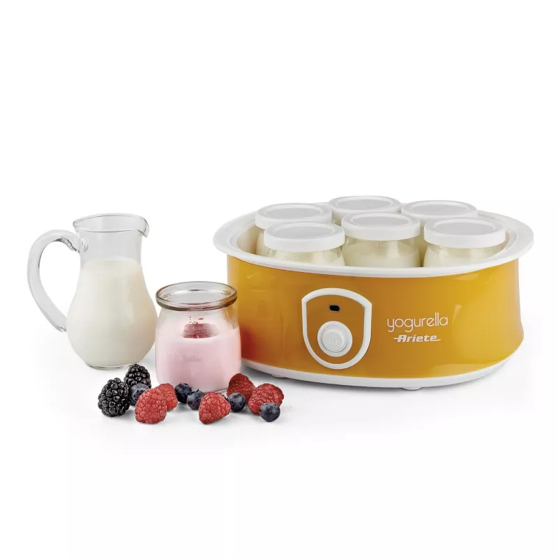Ariete 617 Yogurella – Iogurteira elétrica – 7 frascos de vidro – 1,3 kg de iogurte caseiro – 20 Watt – branco e amarelo