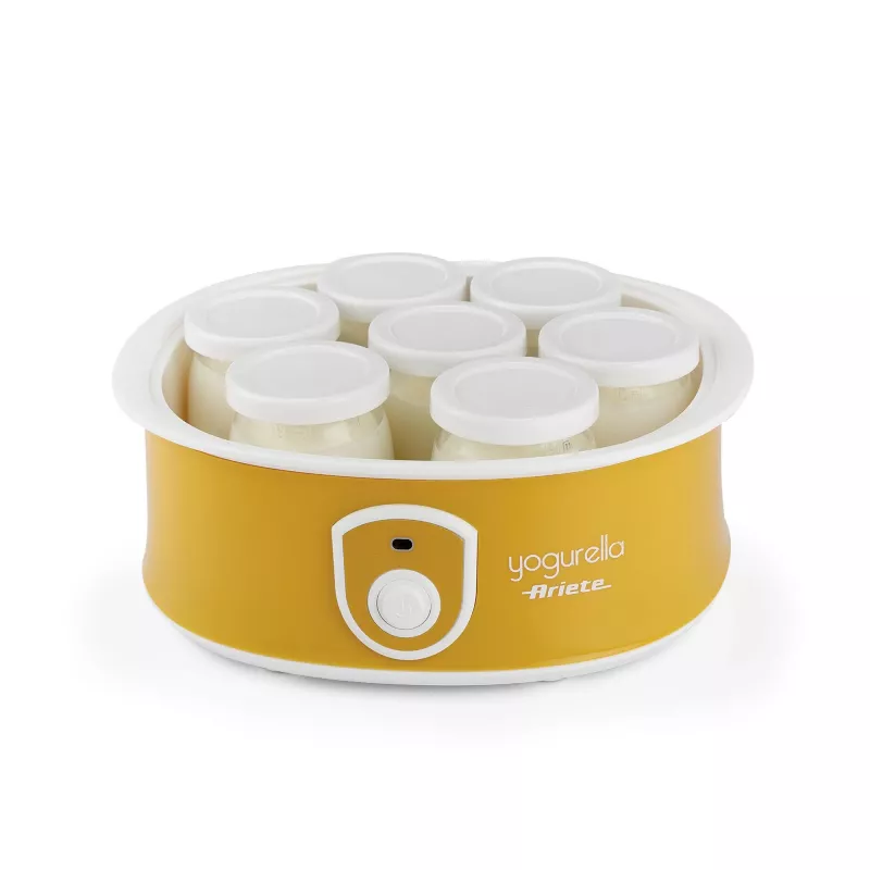 Ariete 617 Yogurella – Iogurteira elétrica – 7 frascos de vidro – 1,3 kg de iogurte caseiro – 20 Watt – branco e amarelo