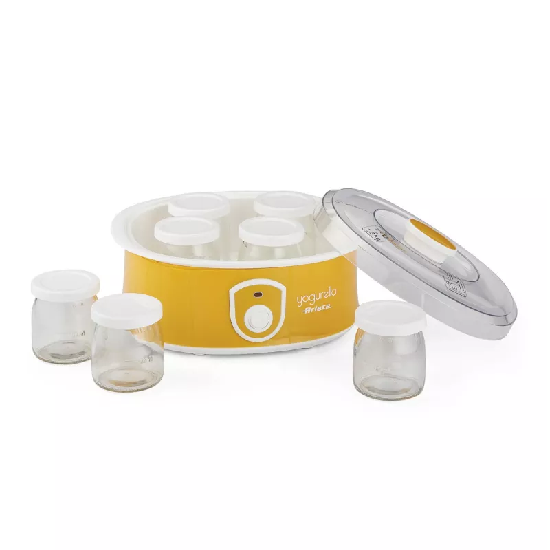 Ariete 617 Yogurella – Iogurteira elétrica – 7 frascos de vidro – 1,3 kg de iogurte caseiro – 20 Watt – branco e amarelo