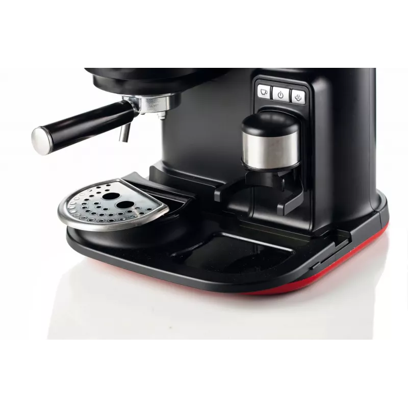 Ariete 1318 Moderna Máquina de café expresso com moinho de café integrado, para grãos de café e café moído, espumador de leite Cappuccinatore, filtro para 1 e 2 chávenas, 1080 W, 800 ml, vermelho
