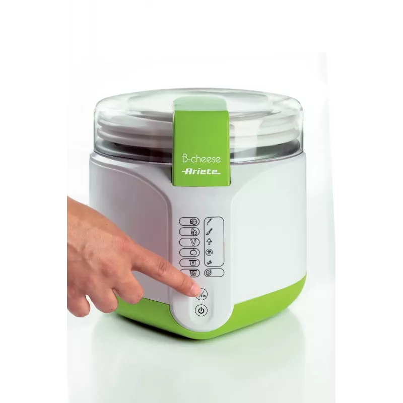 Ariete 615 B-Cheese Máquina para queijo e iogurte, 6 programas predefinidos, cesto antiaderente removível, adequada para veganos e pessoas com intolerâncias alimentares, livro de receitas abrangente, 500 W, branco/verde