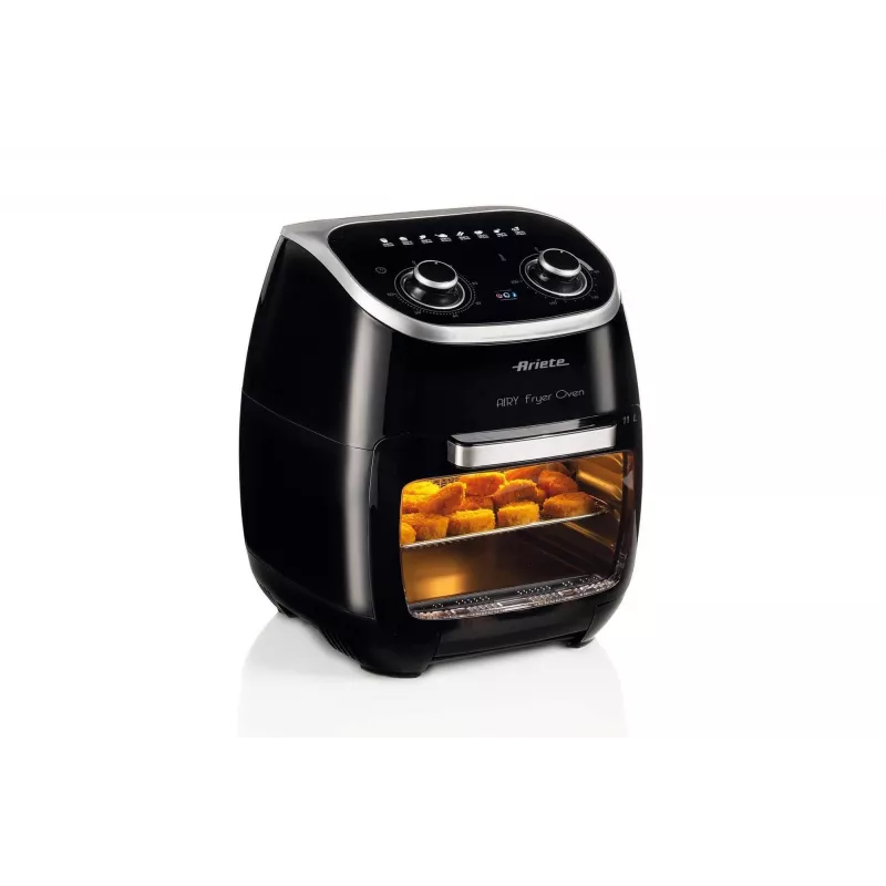 Ariete 4619 Airy Fryer Forno – Fritadeira de ar quente e forno elétrico com espeto rotativo – Cesto rotativo – Desidratador – 2000 Watt – 11 litros – aço