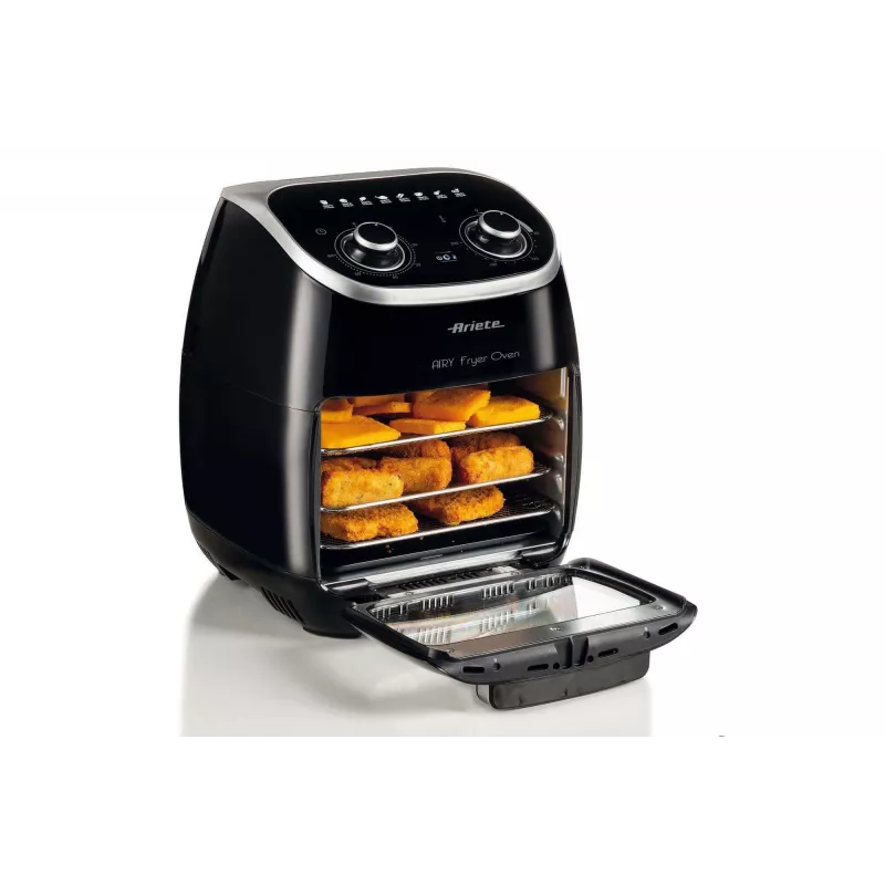 Ariete 4619 Airy Fryer Forno – Fritadeira de ar quente e forno elétrico com espeto rotativo – Cesto rotativo – Desidratador – 2000 Watt – 11 litros – aço