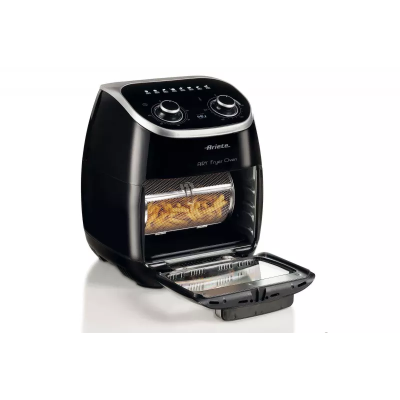 Ariete 4619 Airy Fryer Forno – Fritadeira de ar quente e forno elétrico com espeto rotativo – Cesto rotativo – Desidratador – 2000 Watt – 11 litros – aço
