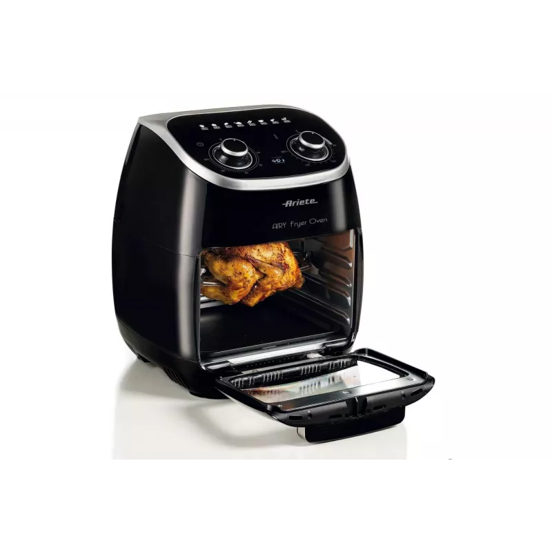 Ariete 4619 Airy Fryer Forno – Fritadeira de ar quente e forno elétrico com espeto rotativo – Cesto rotativo – Desidratador – 2000 Watt – 11 litros – aço
