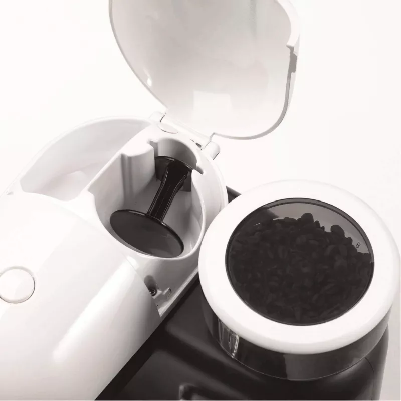 Ariete 1318 Moderna Máquina de café expresso com moinho de café integrado, para grãos de café e café moído, bico espumador de leite para cappuccino, filtro para 1 e 2 chávenas, 1080 W, 800 cc, branco