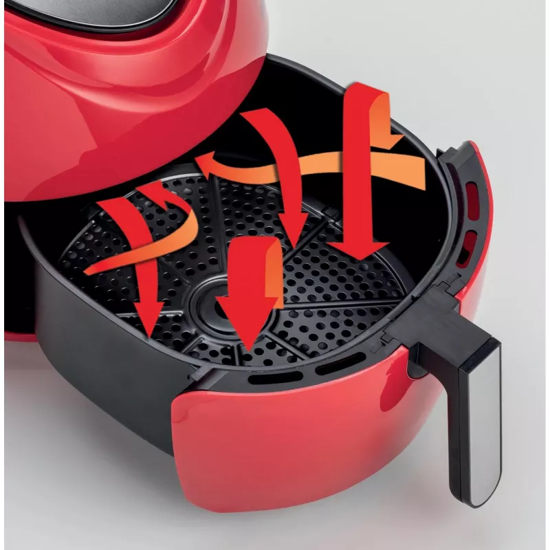 Ariete 4618 Airy Fryer XXL - Fritadeira de ar quente - Fritar 2,5 kg de batatas fritas - 7 litros - Cozinhar sem óleo e gordura - 1800 Watt - vermelho