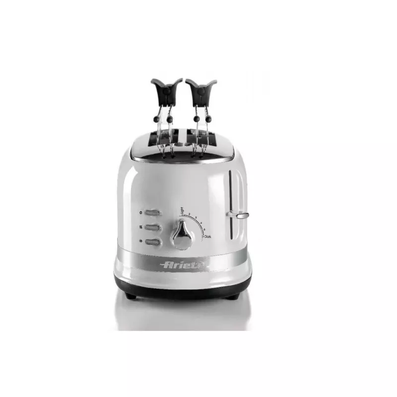 Ariete 149 Torradeira Modern branca com pinça para 2 fatias de pão, sandes ou tosta – 6 níveis de tostagem – função de descongelação – linha Modern – branco