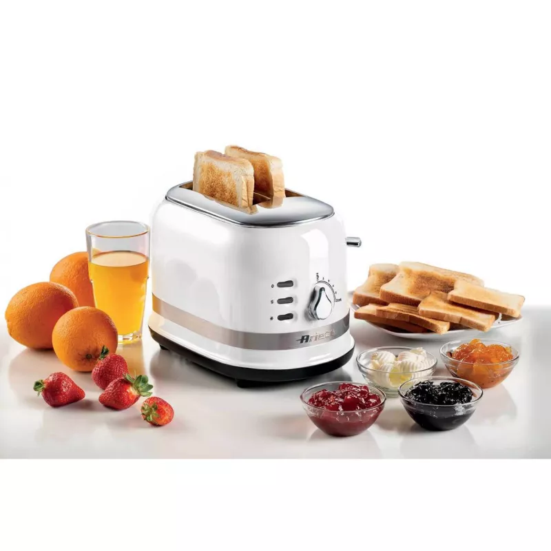 Ariete 149 Torradeira Modern branca com pinça para 2 fatias de pão, sandes ou tosta – 6 níveis de tostagem – função de descongelação – linha Modern – branco