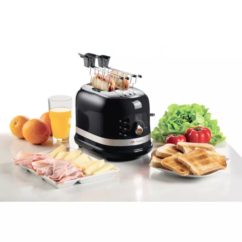 Ariete 149 Torradeira Modern branca com pinça para 2 fatias de pão, sandes ou tosta - 6 níveis de tostagem - descongelação - linha Modern - preto
