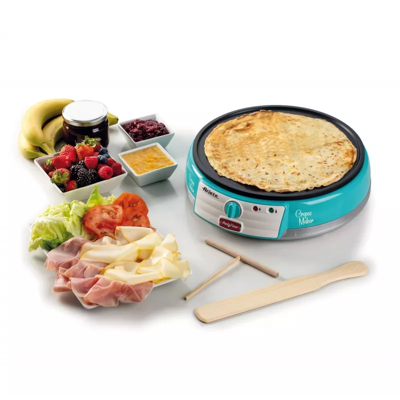 Ariete Maker Placa elétrica para crepes, 1000 W, antiaderente, azul