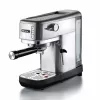 Ariete 1380 Metal Máquina de café, adequada para café moído e pastilhas ESE, 1300 W, capacidade do depósito 1,1 l, pressão de 15 bar, filtro para ½ chávena, Cappuccinatore, prateado