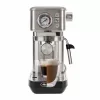 Ariete 1381 Máquina de café com manómetro, adequada para café moído e pastilhas ESE, 1300 W, capacidade 1,1 l, pressão de 15 bar, filtro para ½ chávena, bico para cappuccino, prateado