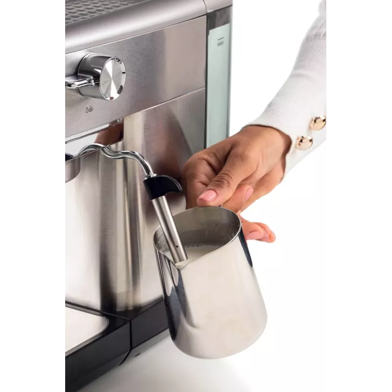 Ariete 1381 Máquina de café com manómetro, adequada para café moído e pastilhas ESE, 1300 W, capacidade 1,1 l, pressão de 15 bar, filtro para ½ chávena, bico para cappuccino, prateado