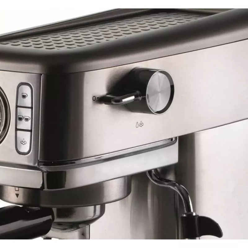 Ariete 1381 Máquina de café com manómetro, adequada para café moído e pastilhas ESE, 1300 W, capacidade 1,1 l, pressão de 15 bar, filtro para ½ chávena, bico para cappuccino, prateado