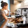 Ariete 1381 Máquina de café com manómetro, adequada para café moído e pastilhas ESE, 1300 W, capacidade 1,1 l, pressão de 15 bar, filtro para ½ chávena, bico para cappuccino, prateado