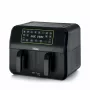 Ariete 4623 Airy Fryer Dual, Fritadeira de ar quente com cesto duplo, 1700 W, capacidade de 8 l, 3 funções de cozedura, painel digital LED tátil, 8 programas predefinidos, temporizador, 2 cestos, preto