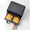 Ariete 4623 Airy Fryer Dual, Fritadeira de ar quente com cesto duplo, 1700 W, capacidade de 8 l, 3 funções de cozedura, painel digital LED tátil, 8 programas predefinidos, temporizador, 2 cestos, preto