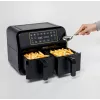 Ariete 4623 Airy Fryer Dual, Fritadeira de ar quente com cesto duplo, 1700 W, capacidade de 8 l, 3 funções de cozedura, painel digital LED tátil, 8 programas predefinidos, temporizador, 2 cestos, preto