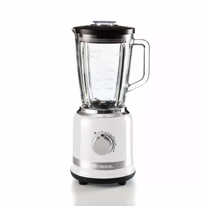 Ariete Modern White liquidificadora com jarro de vidro, liquidificadora de mesa, 1,5 L, função pulsar, trituração de gelo, 1000 W, branco