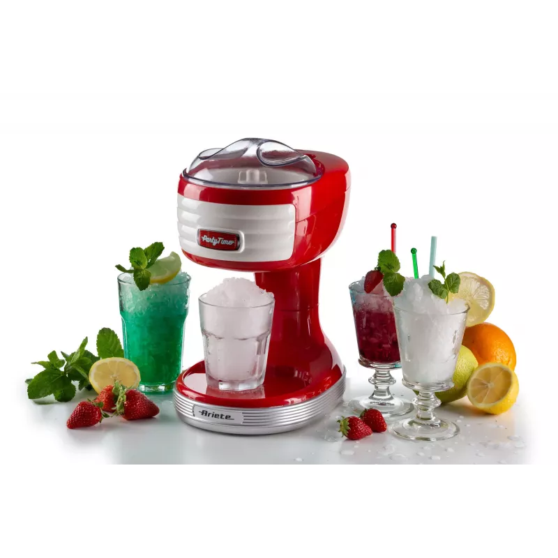 Ariete 76 Ice Crusher Party Time, Máquina trituradora de gelo, 30 W, recipiente de gelo removível, lâminas de aço inoxidável, vermelho
