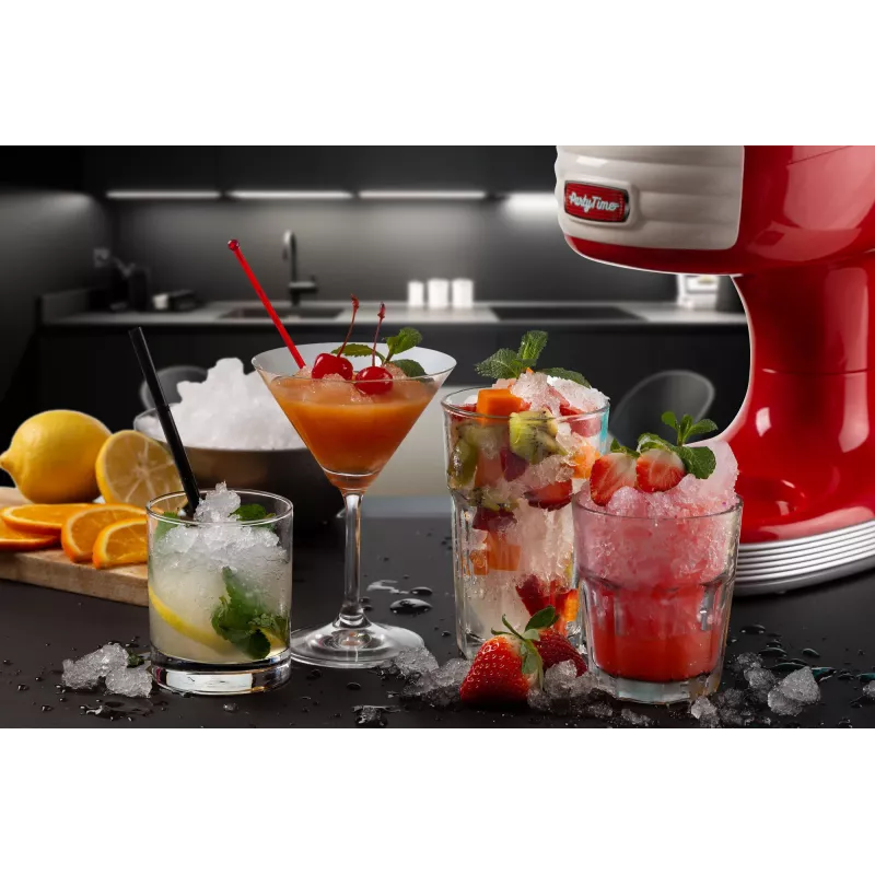Ariete 76 Ice Crusher Party Time, Máquina trituradora de gelo, 30 W, recipiente de gelo removível, lâminas de aço inoxidável, vermelho