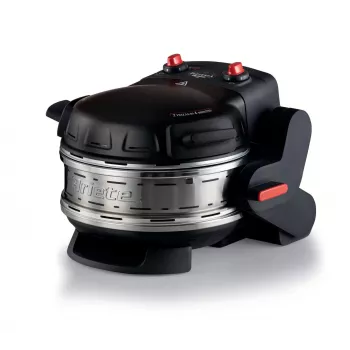 Ariete 927 Pizzeria , Forno de pizza duplo, 2 pizzas em 4 minutos, 2300 W, 2 pedras refratárias, 2 termóstatos, diâmetro 32 cm, 5 níveis de cozedura, 2 pás de pizza de aço inoxidável, vermelho