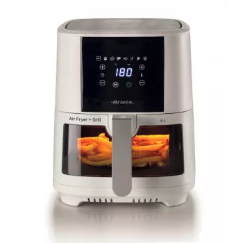 Ariete 4626 Airy Fryer 6L, fritadeira de ar quente, 1300 W, capacidade de 6 l, capacidade da câmara de 2,5 kg, 8 programas predefinidos, temperatura até 200 °C, cesto transparente para controlo da cozedura, preto