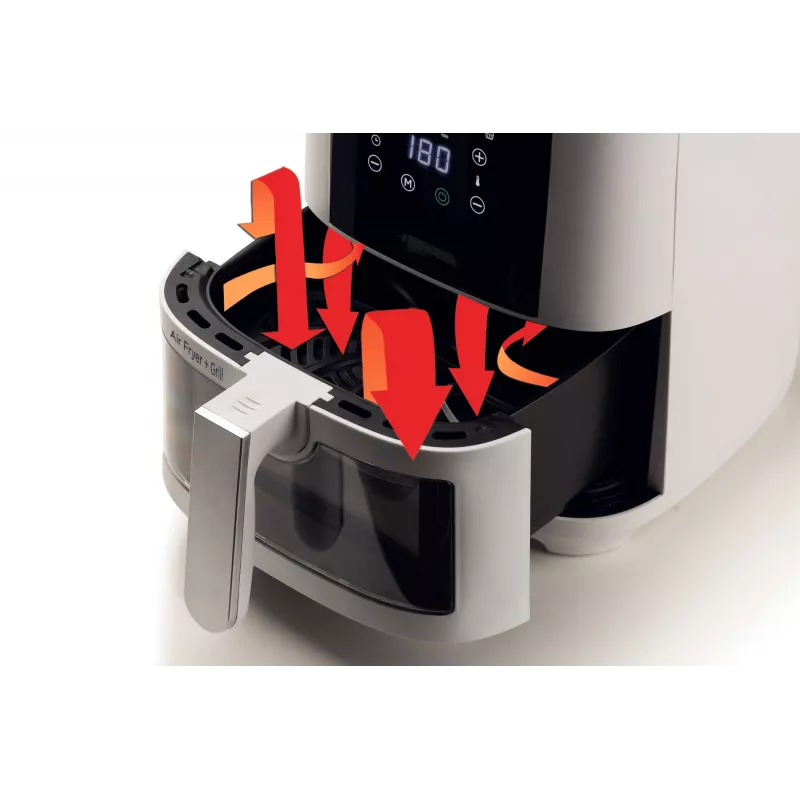 Ariete 4626 Airy Fryer 6L, fritadeira de ar quente, 1300 W, capacidade de 6 l, capacidade da câmara de 2,5 kg, 8 programas predefinidos, temperatura até 200 °C, cesto transparente para controlo da cozedura, preto