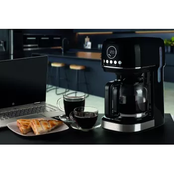 Ariete 1396 Moderna máquina de café de filtro, American Coffee, capacidade para 15 chávenas, placa de aquecimento, visor LCD, filtros removíveis e laváveis, preto