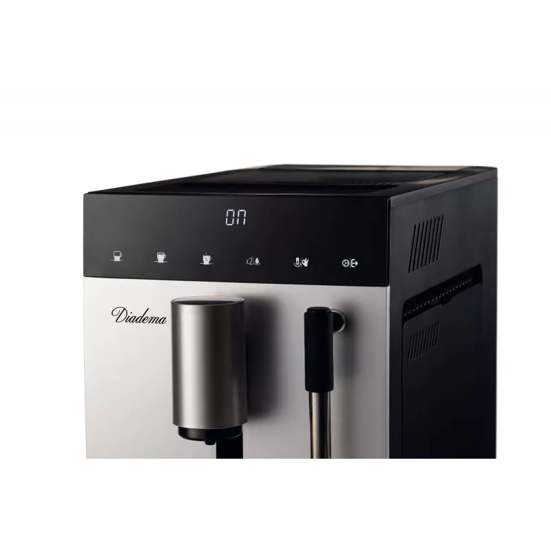 Ariete 1452 Diadema, máquina de café automática, 1350 W, pressão de 19 bar, para café, americano e água quente, bico de cappuccino, visor LED, saída ajustável, prateado