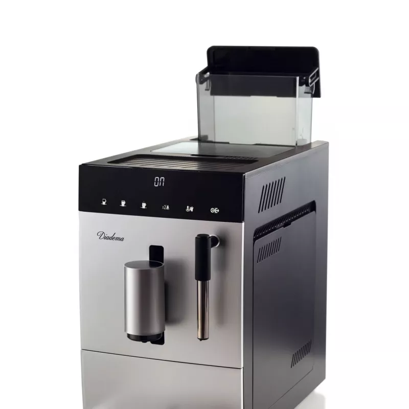 Ariete 1452 Diadema, máquina de café automática, 1350 W, pressão de 19 bar, para café, americano e água quente, bico de cappuccino, visor LED, saída ajustável, prateado