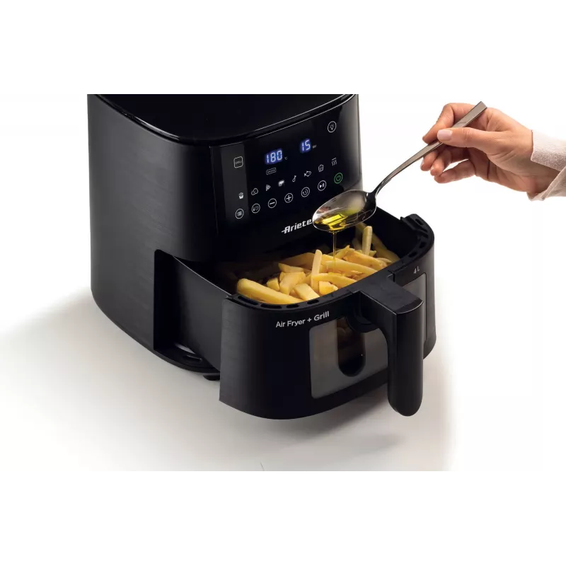 Ariete 4633, fritadeira de ar quente 4L, 1400W, capacidade 4L, 9 programas, função shake e grelhar, temperatura até 200°C, preto