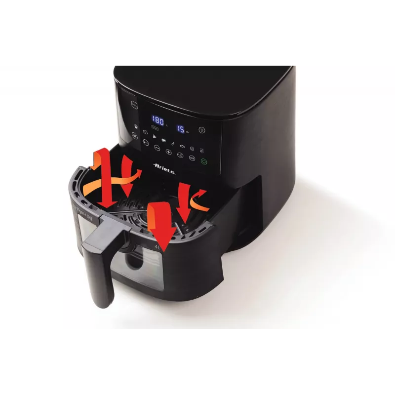 Ariete 4633, fritadeira de ar quente 4L, 1400W, capacidade 4L, 9 programas, função shake e grelhar, temperatura até 200°C, preto
