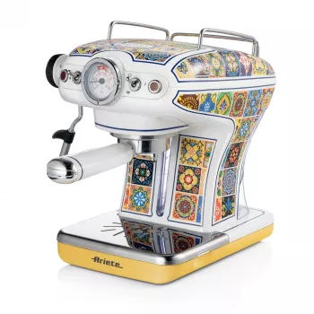 Ariete 1389 Positano máquina de café, 850 W, capacidade do depósito 0,9 l, filtro para 1 ou 2 chávenas, bandeja de recolha de gotas, espumador de leite