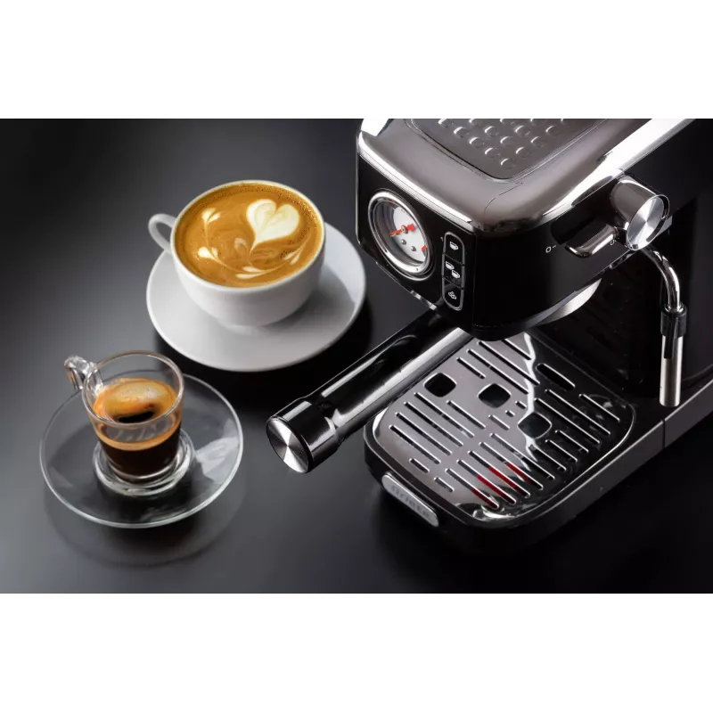Ariete 1381 máquina de café com manómetro, adequada para café moído e pastilhas ESE, 1300 W, depósito de água de 1,1 l, pressão de 15 bar, filtro para ½ chávena, bico de cappuccino, preto